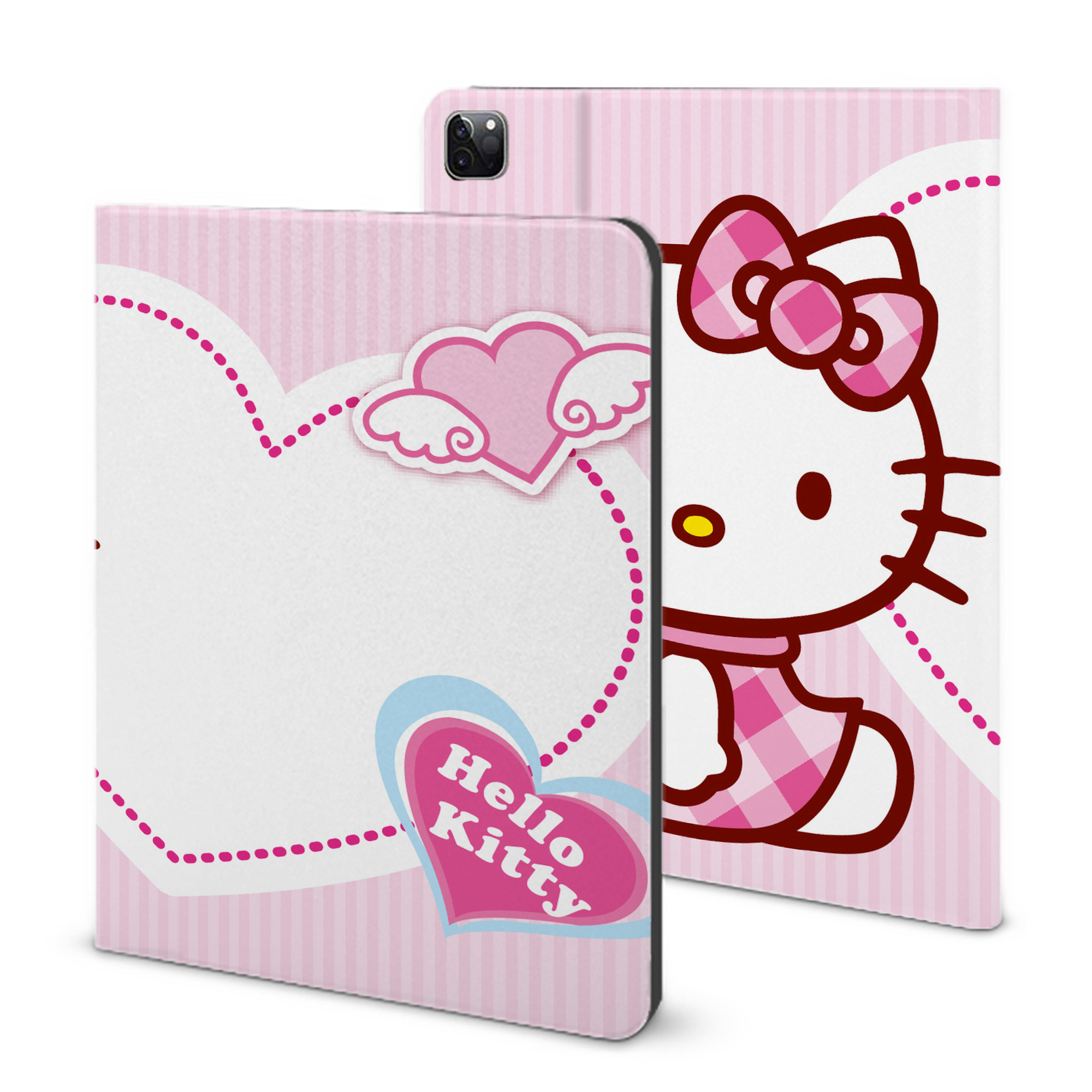 （画像用） Hello Kitty ハローキティ IPad ケース ブック型 PUレザー TPU 耐衝撃 軽量 薄型 ペン収納なし 全面保護 IPad 各モデル対応